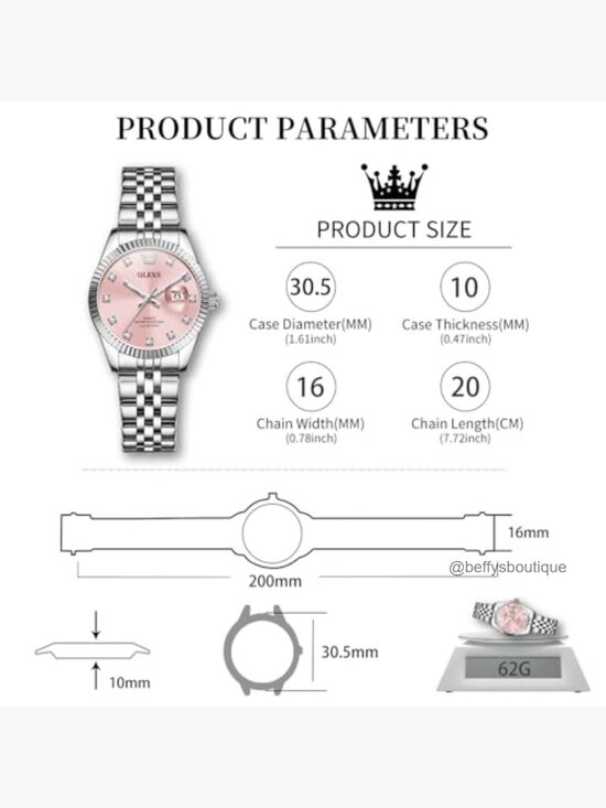 Elegant Stainless Steel Quartz Watch with Calendar Diamond Dial